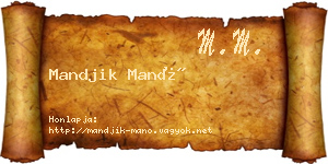 Mandjik Manó névjegykártya